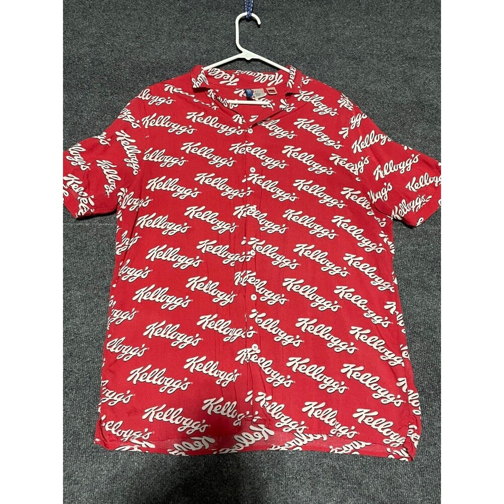 Divided Shirt Men's Large Button Down Kelloggs Vintage Short Sleeve